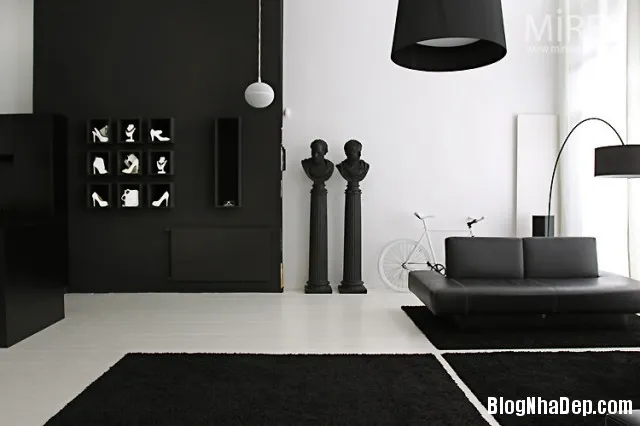 Kết hợp 2 màu đen trắng trong việc trang trí nội thất